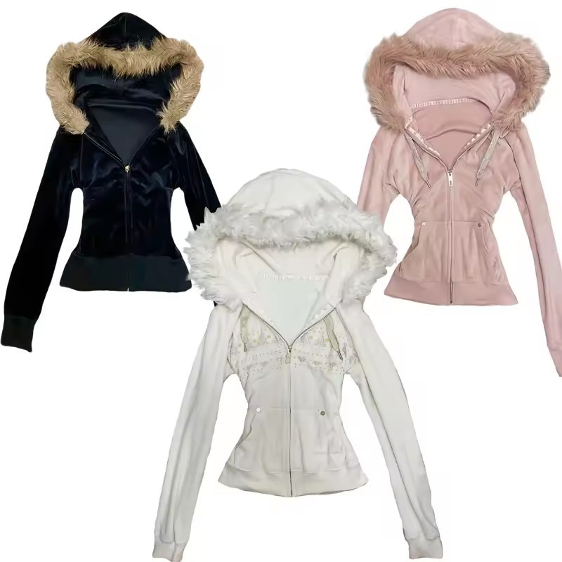Vintage Zip Hoodie - Manteau à capuche pour femme, style