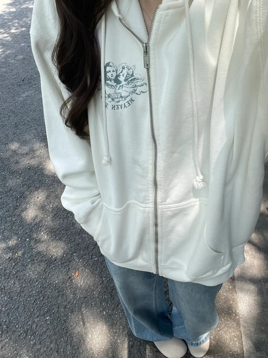 Vintage Zip Hoodie - Sweat-shirt à fermeture éclair avec poche
