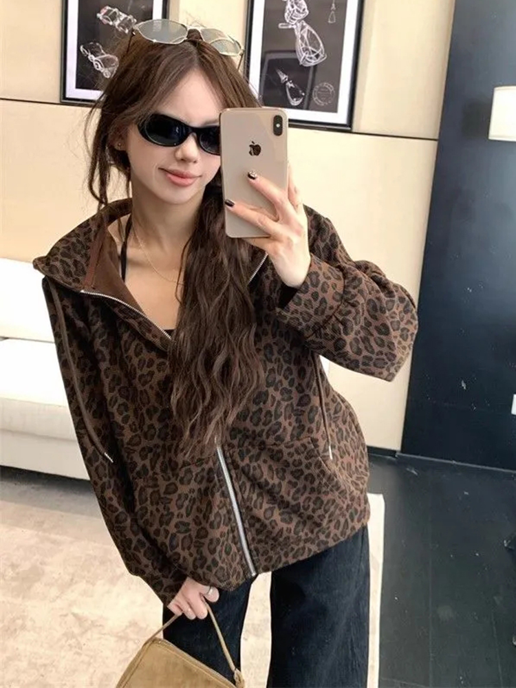 Sweat-shirt à capuche léopard  - Vintage Zip Hoodie avis et prix